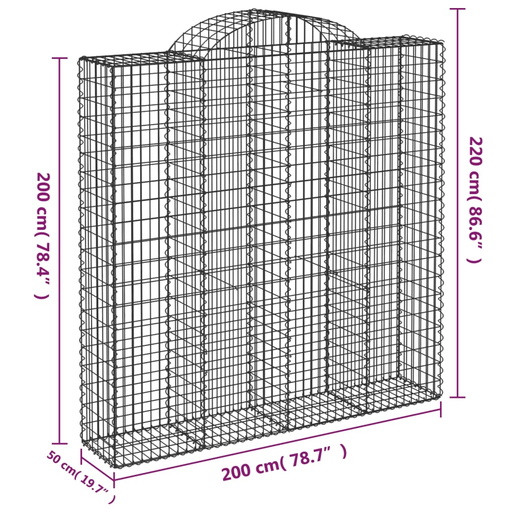 buede gabionkurve 11 stk. 200x50x200/220 cm galvaniseret jern