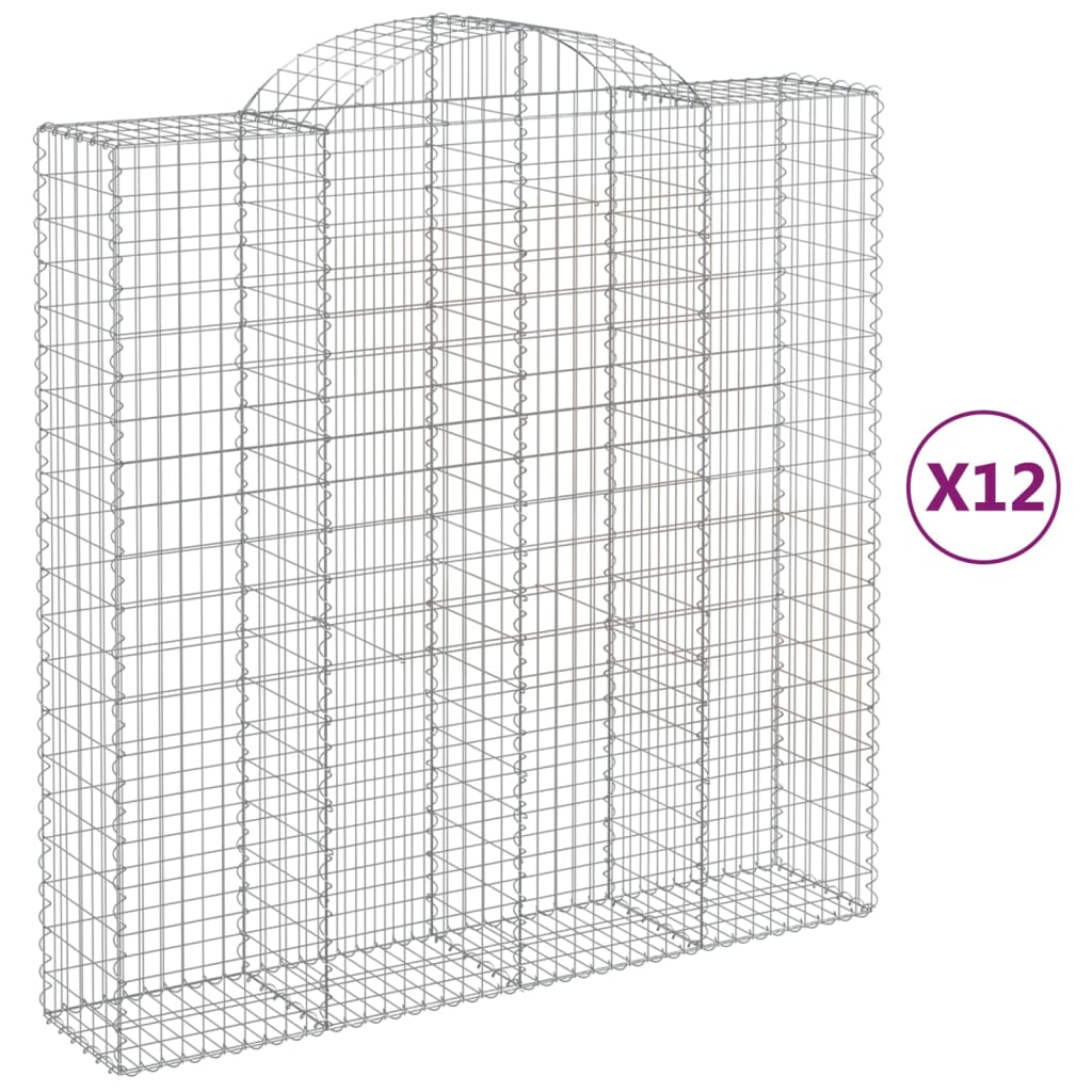 buede gabionkurve 12 stk. 200x50x200/220 cm galvaniseret jern
