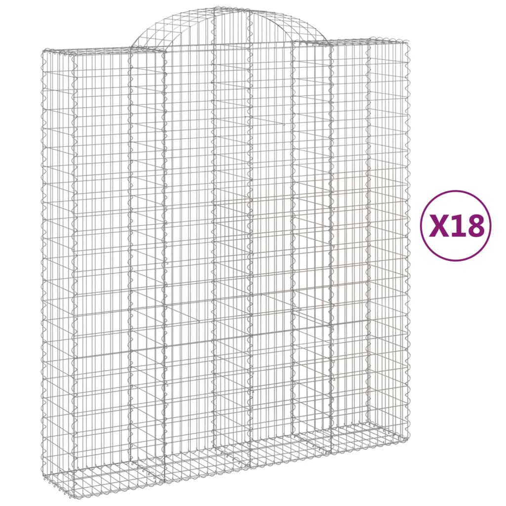 buede gabionkurve 18 stk. 200x50x220/240 cm galvaniseret jern