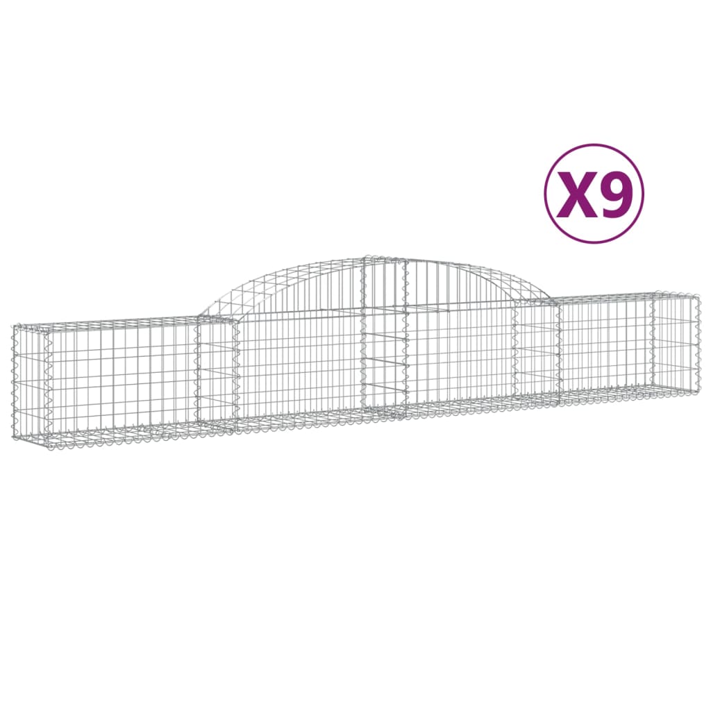 buede gabionkurve 9 stk. 300x30x40/60 cm galvaniseret jern
