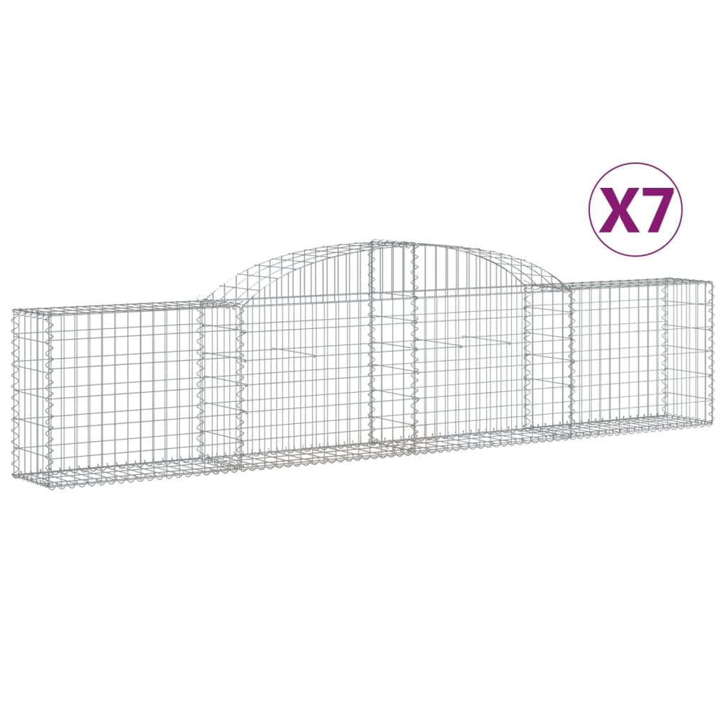 buede gabionkurve 7 stk. 300x30x60/80 cm galvaniseret jern