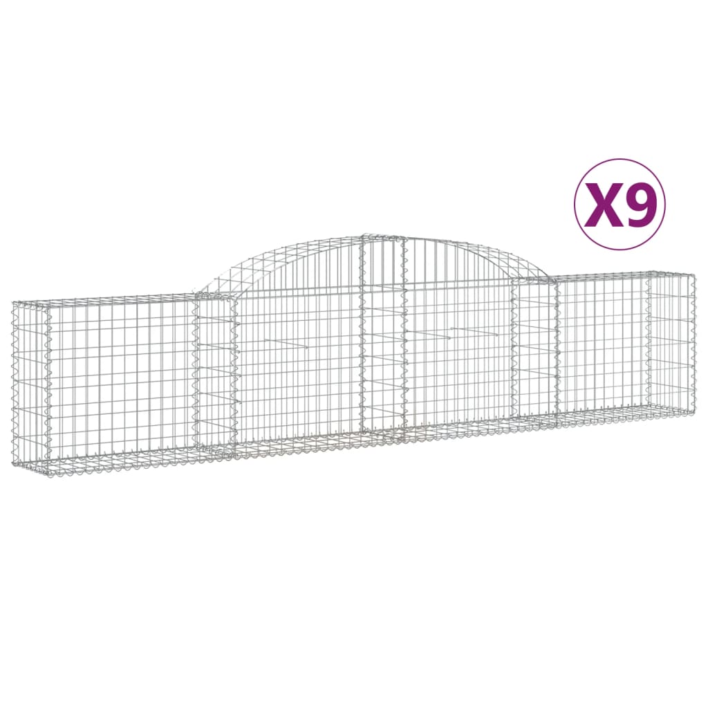 buede gabionkurve 9 stk. 300x30x60/80 cm galvaniseret jern