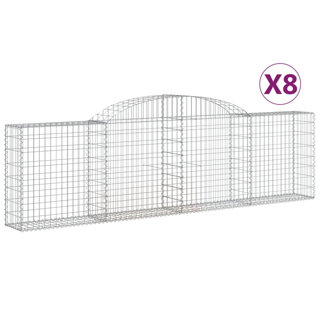 buede gabionkurve 8 stk. 300x30x80/100 cm galvaniseret jern