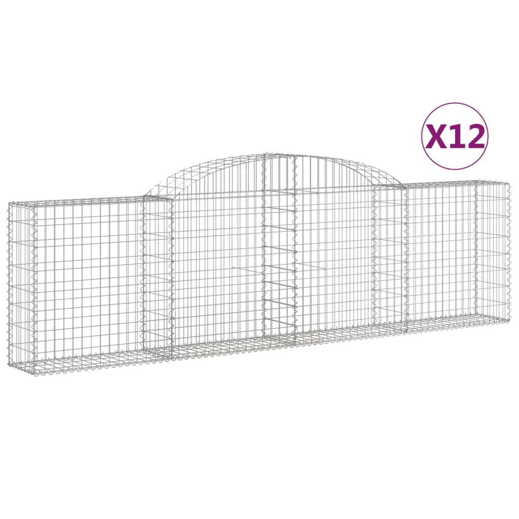 buede gabionkurve 12 stk. 300x30x80/100 cm galvaniseret jern