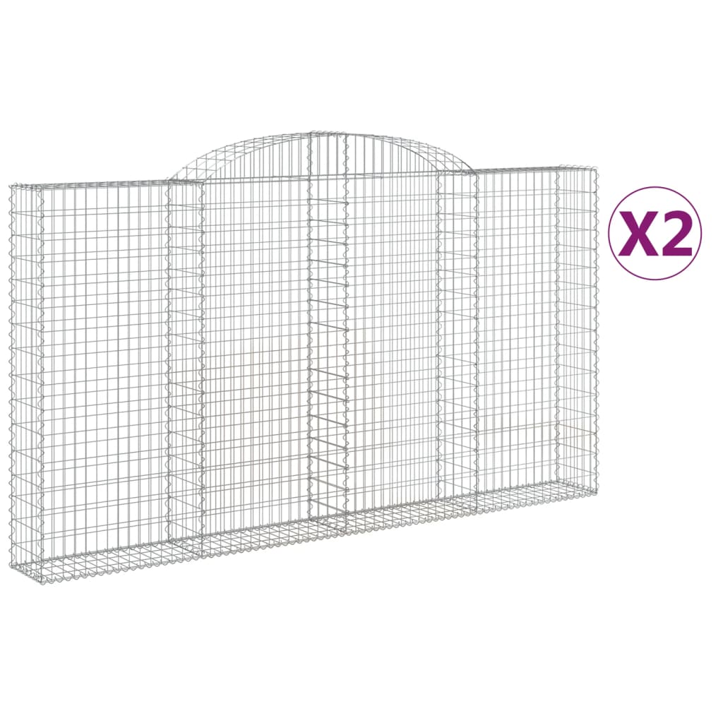 buede gabionkurve 2 stk. 300x30x160/180 cm galvaniseret jern