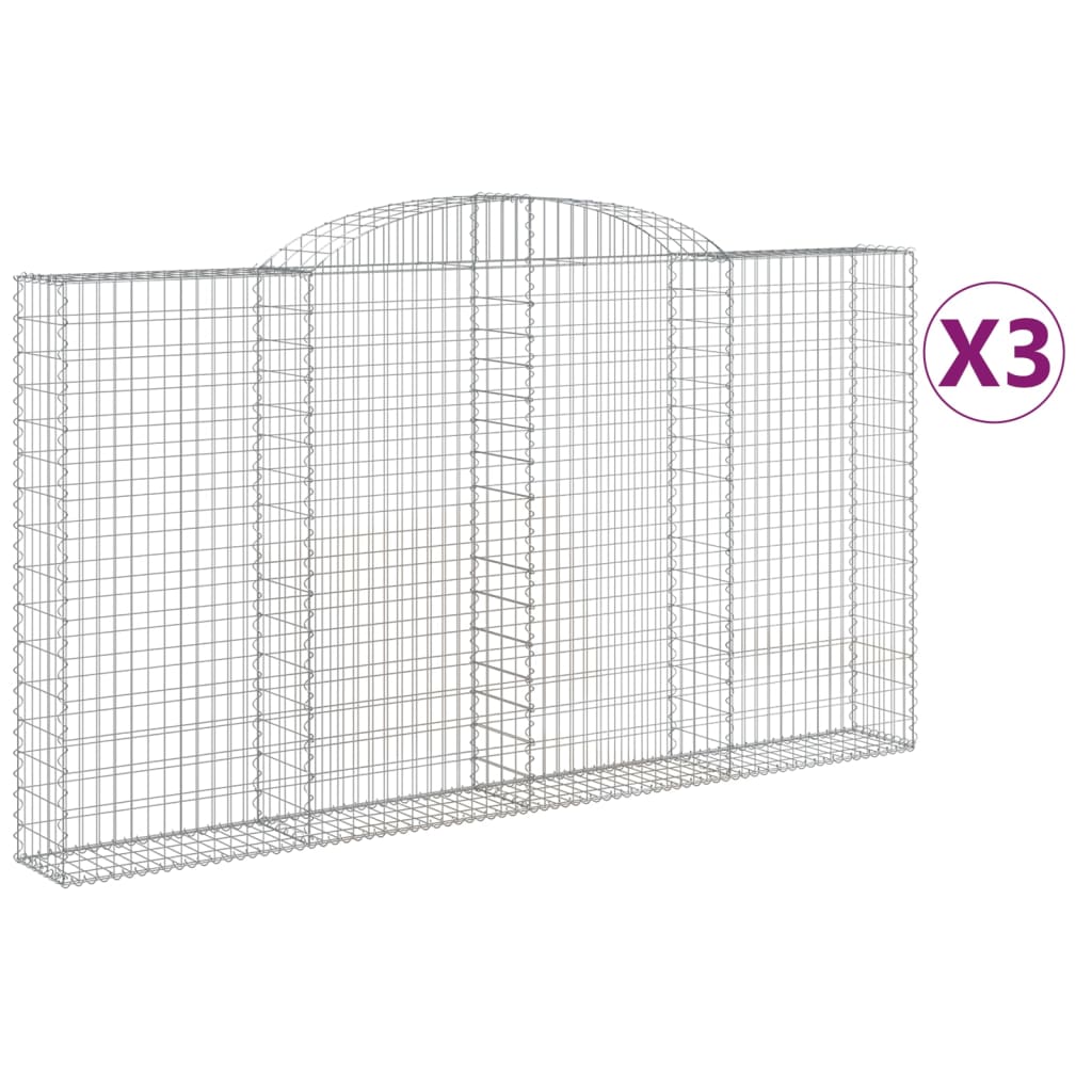 buede gabionkurve 3 stk. 300x30x160/180 cm galvaniseret jern