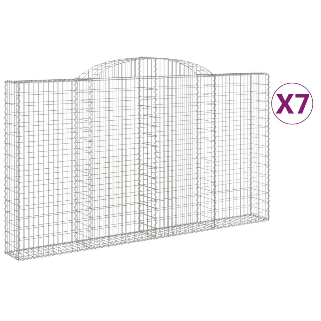 buede gabionkurve 7 stk. 300x30x160/180 cm galvaniseret jern