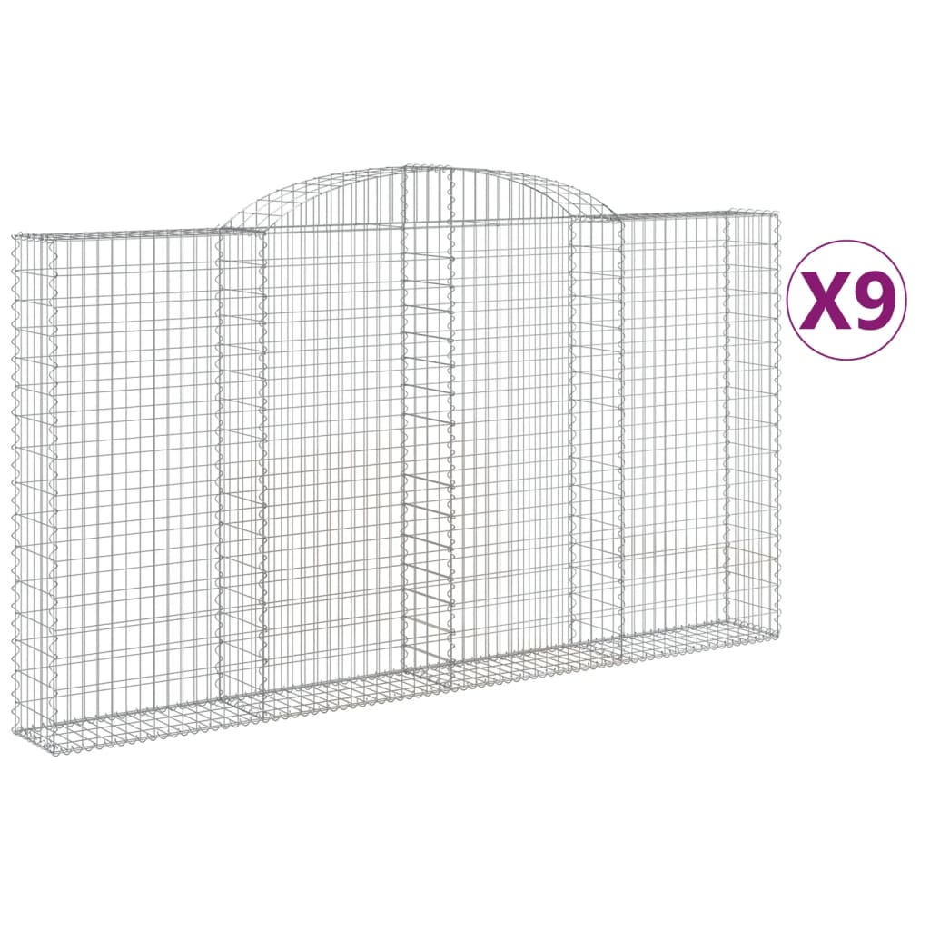 buede gabionkurve 9 stk. 300x30x160/180 cm galvaniseret jern