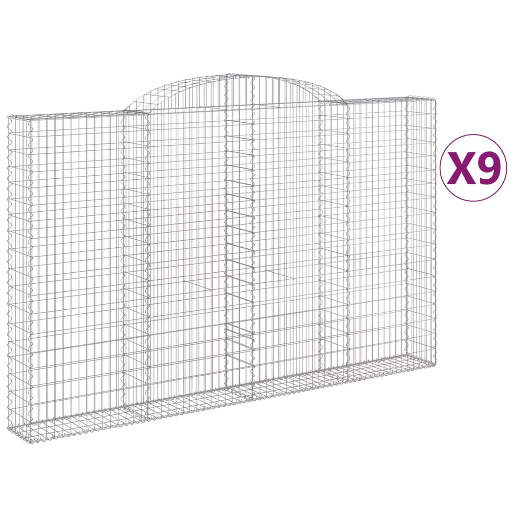 buede gabionkurve 9 stk. 300x30x180/200 cm galvaniseret jern