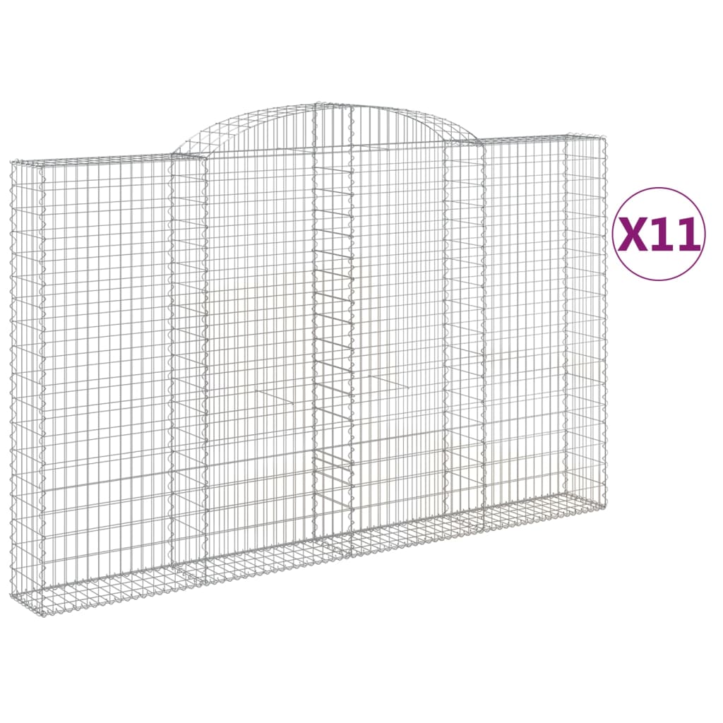 buede gabionkurve 11 stk. 300x30x180/200 cm galvaniseret jern