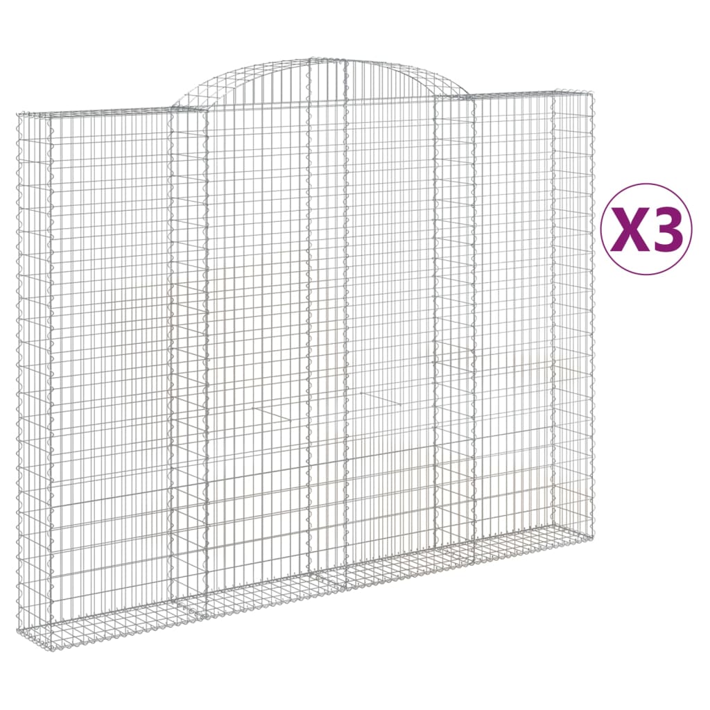 buede gabionkurve 3 stk. 300x30x220/240 cm galvaniseret jern
