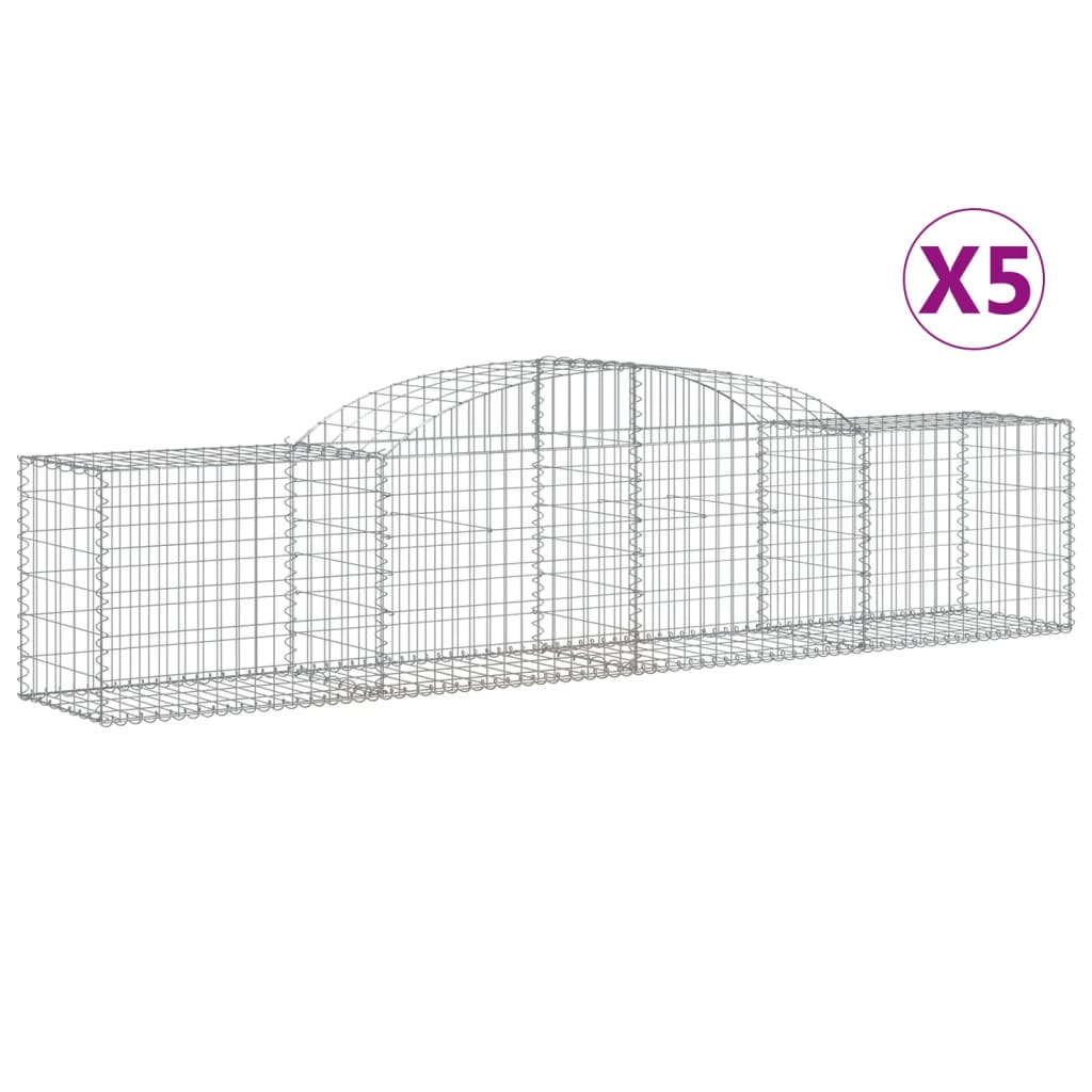 buede gabionkurve 5 stk. 300x50x60/80 cm galvaniseret jern
