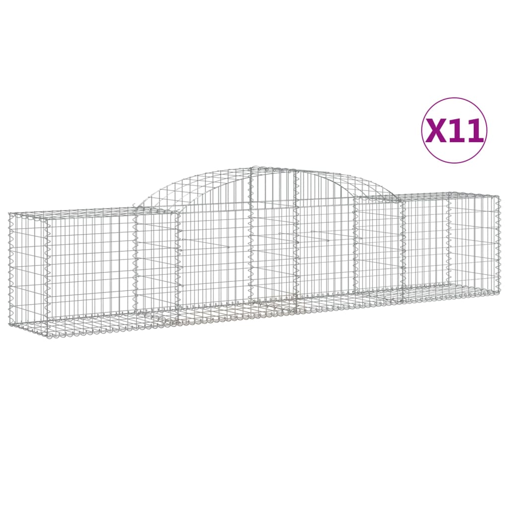 buede gabionkurve 11 stk. 300x50x60/80 cm galvaniseret jern