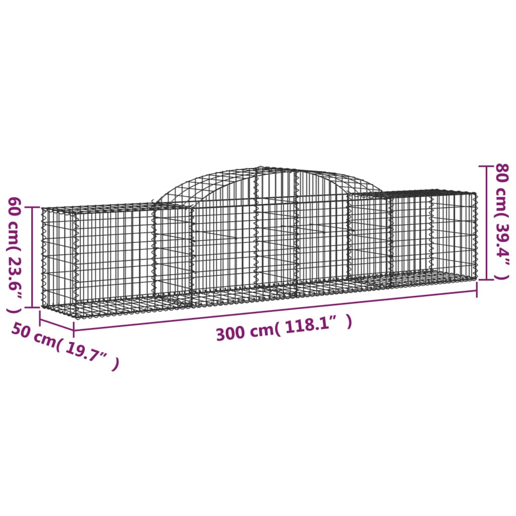 buede gabionkurve 11 stk. 300x50x60/80 cm galvaniseret jern