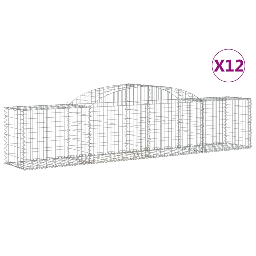 buede gabionkurve 12 stk. 300x50x60/80 cm galvaniseret jern