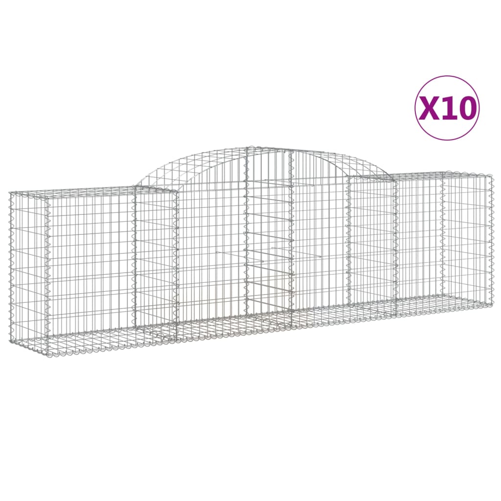 buede gabionkurve 10 stk. 300x50x80/100 cm galvaniseret jern