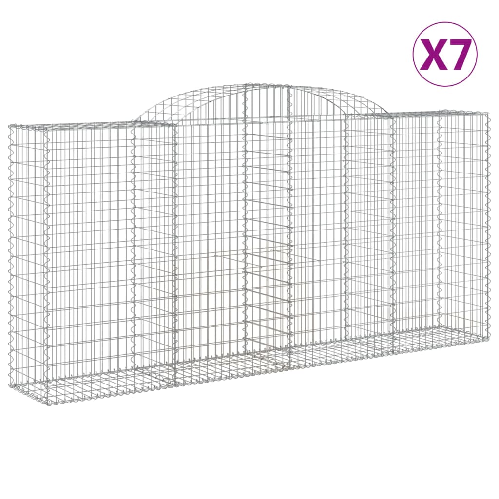 buede gabionkurve 7 stk. 300x50x140/160 cm galvaniseret jern