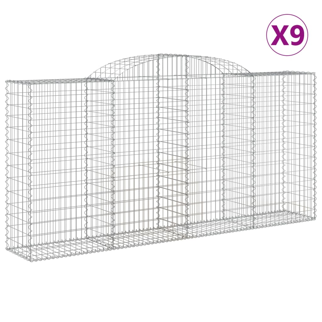 buede gabionkurve 9 stk. 300x50x140/160 cm galvaniseret jern