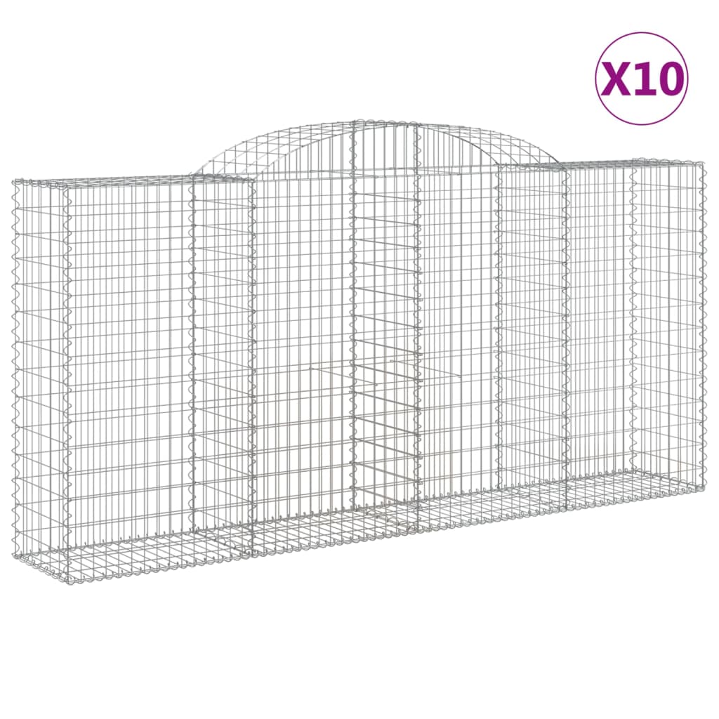 buede gabionkurve 10 stk. 300x50x140/160 cm galvaniseret jern
