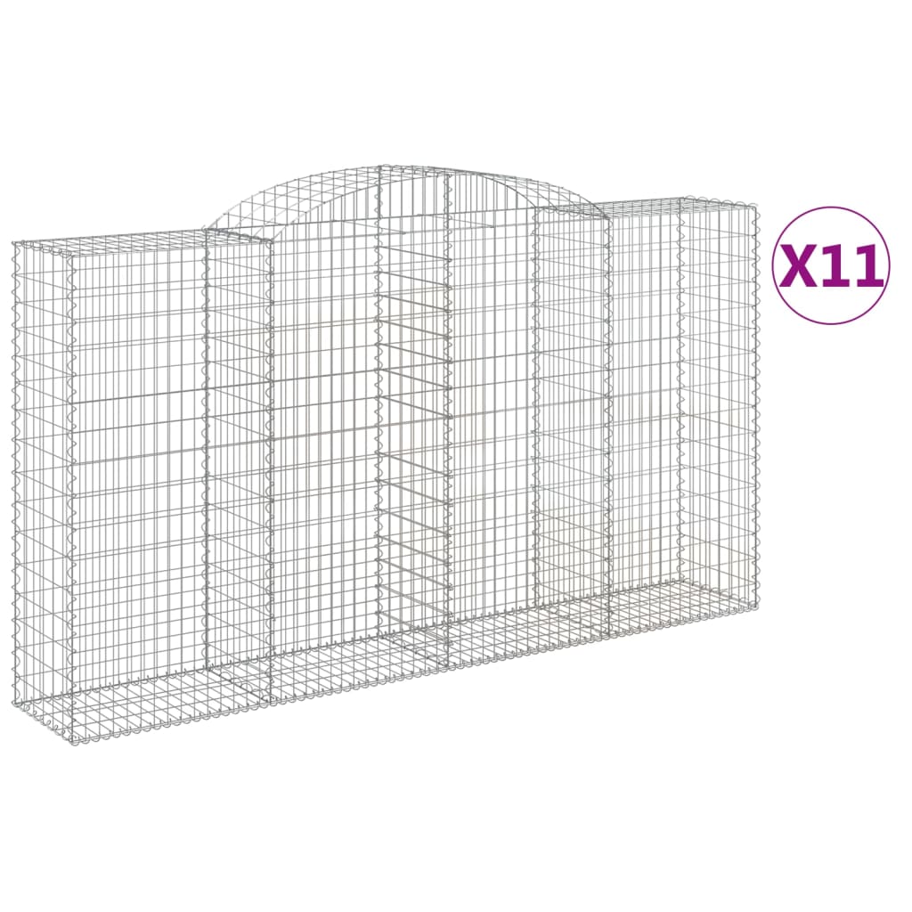 buede gabionkurve 11 stk. 300x50x160/180 cm galvaniseret jern