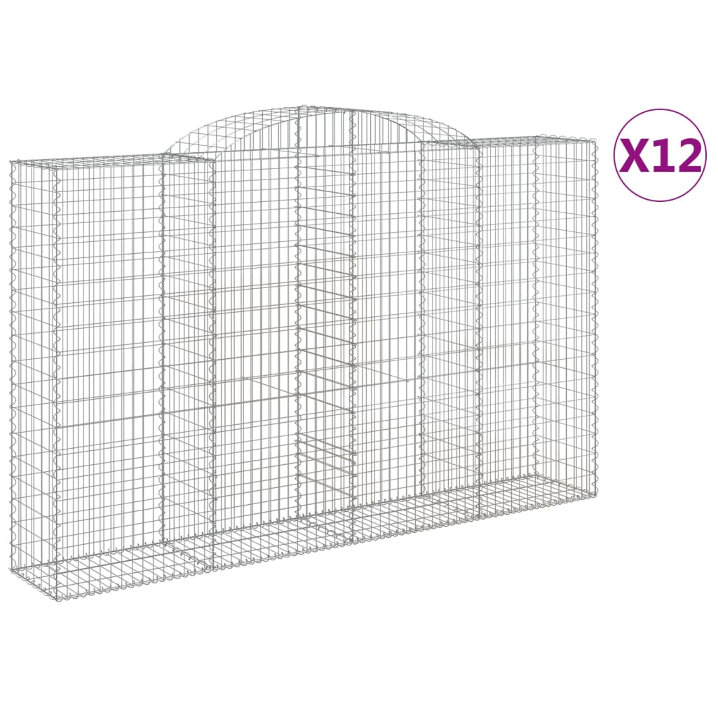 buede gabionkurve 12 stk. 300x50x180/200 cm galvaniseret jern