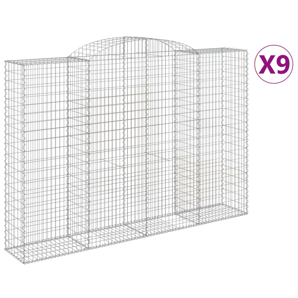 buede gabionkurve 9 stk. 300x50x200/220 cm galvaniseret jern