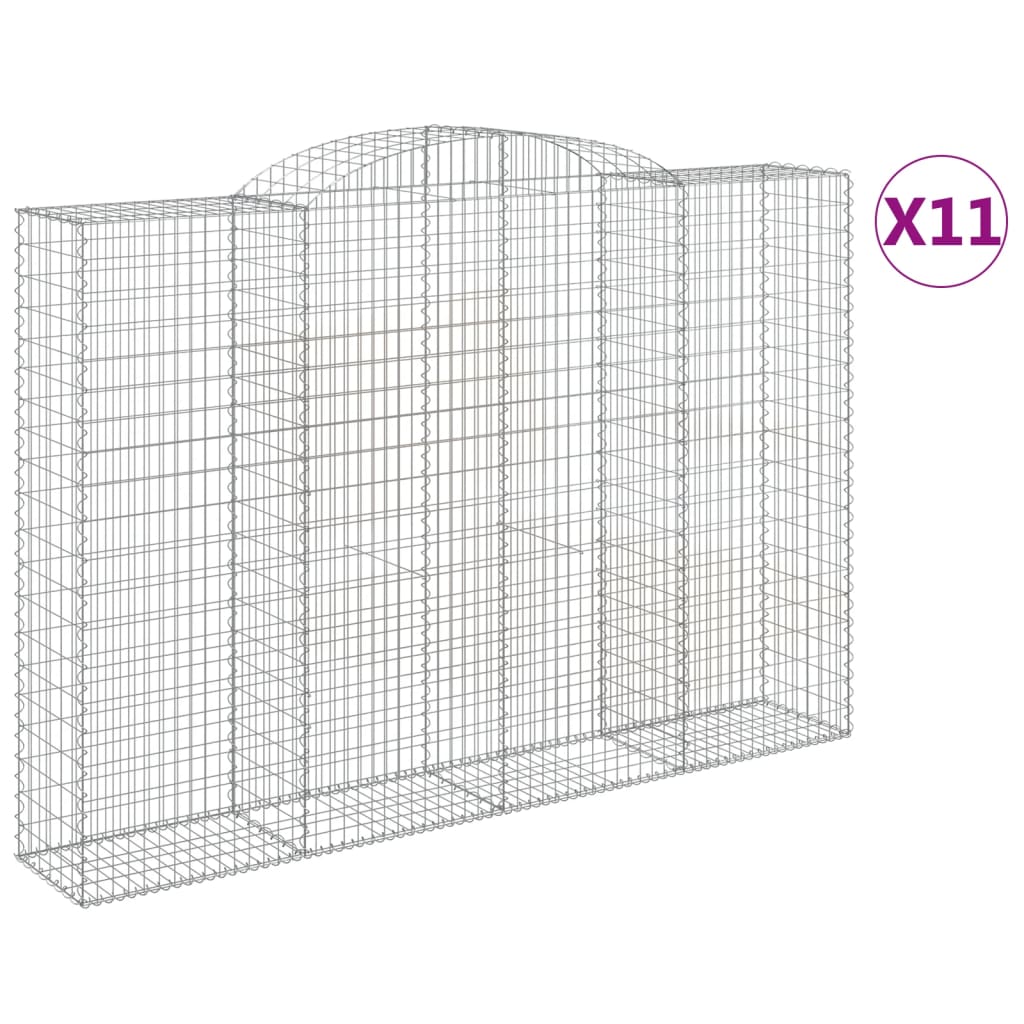 buede gabionkurve 11 stk. 300x50x200/220 cm galvaniseret jern