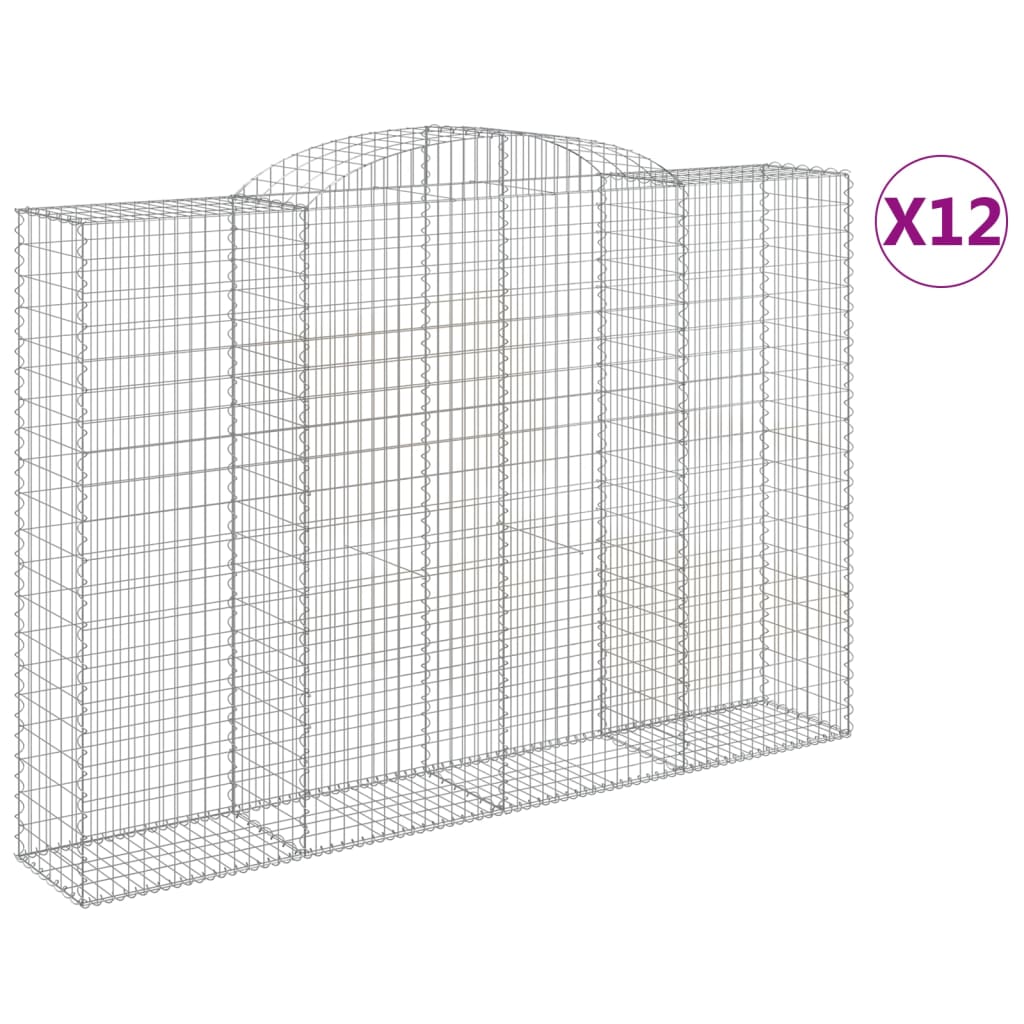 buede gabionkurve 12 stk. 300x50x200/220 cm galvaniseret jern