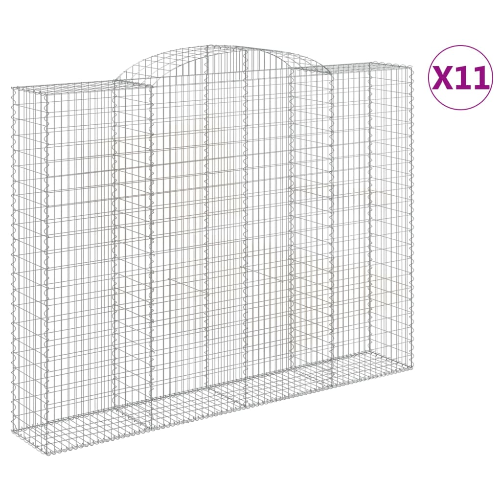 buede gabionkurve 11 stk. 300x50x220/240 cm galvaniseret jern