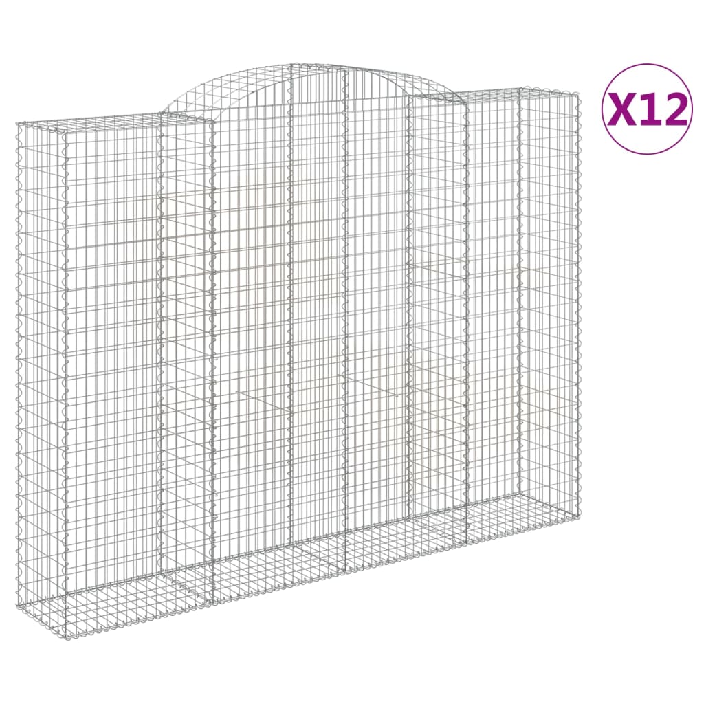 buede gabionkurve 12 stk. 300x50x220/240 cm galvaniseret jern