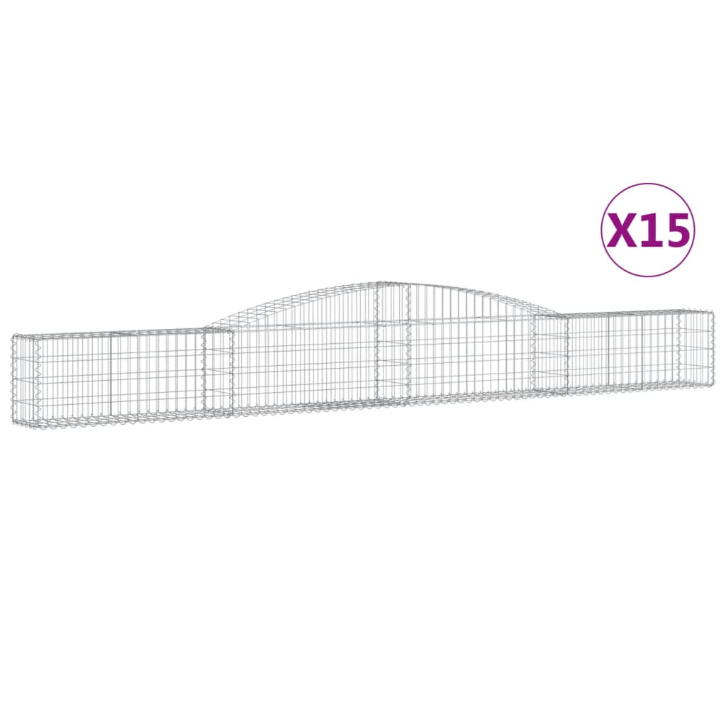 buede gabionkurve 15 stk. 400x30x40/60 cm galvaniseret jern