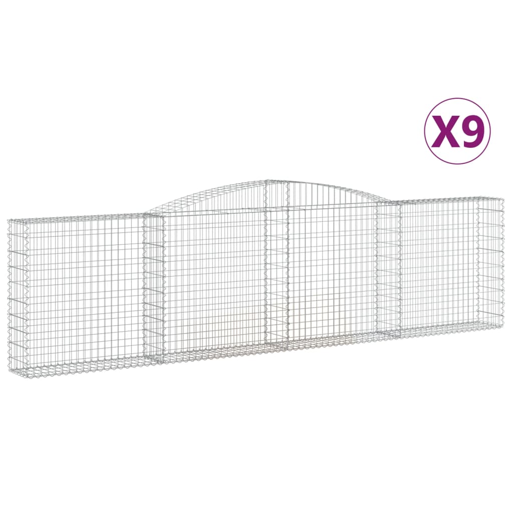 buede gabionkurve 9 stk. 400x30x100/120 cm galvaniseret jern