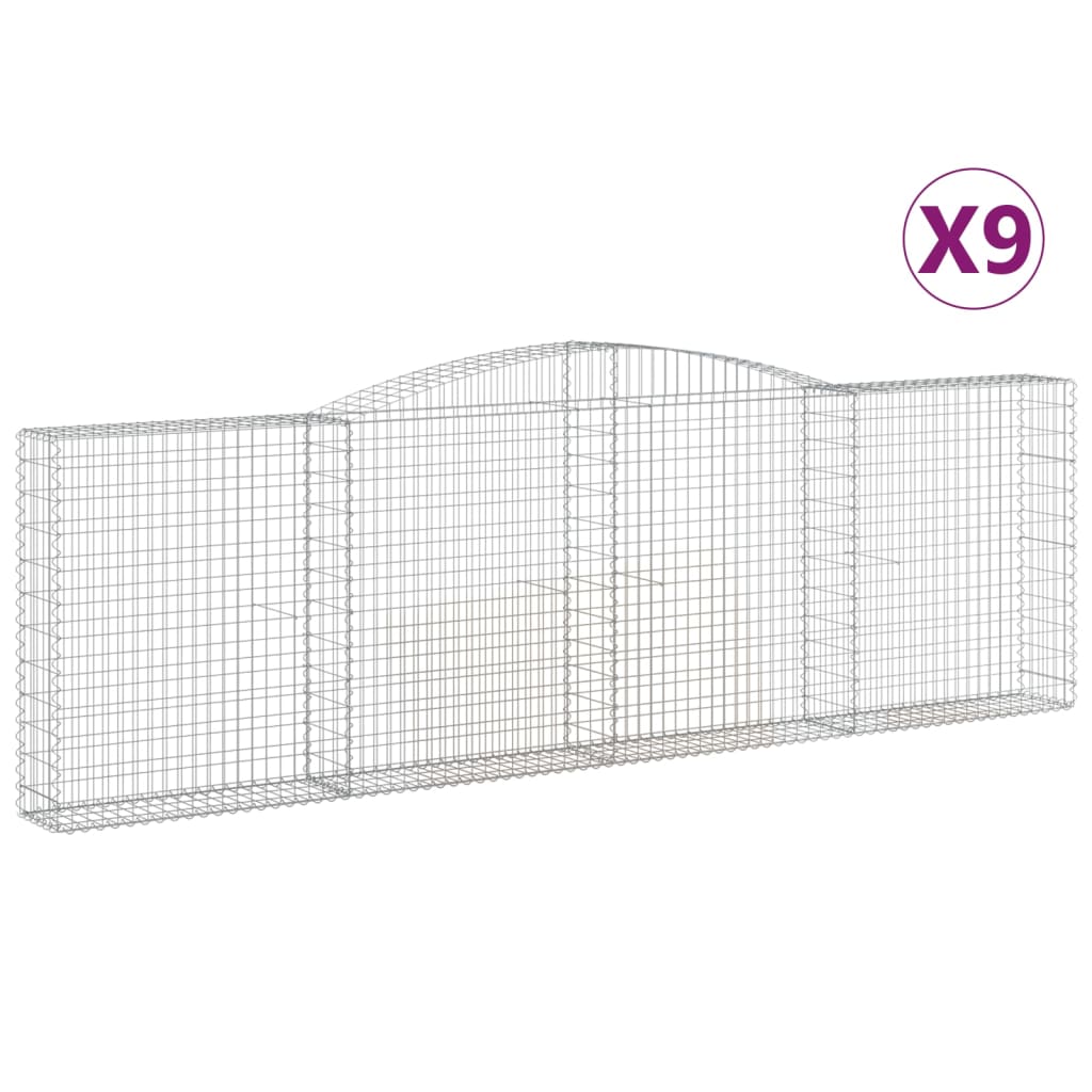 buede gabionkurve 9 stk. 400x30x120/140 cm galvaniseret jern