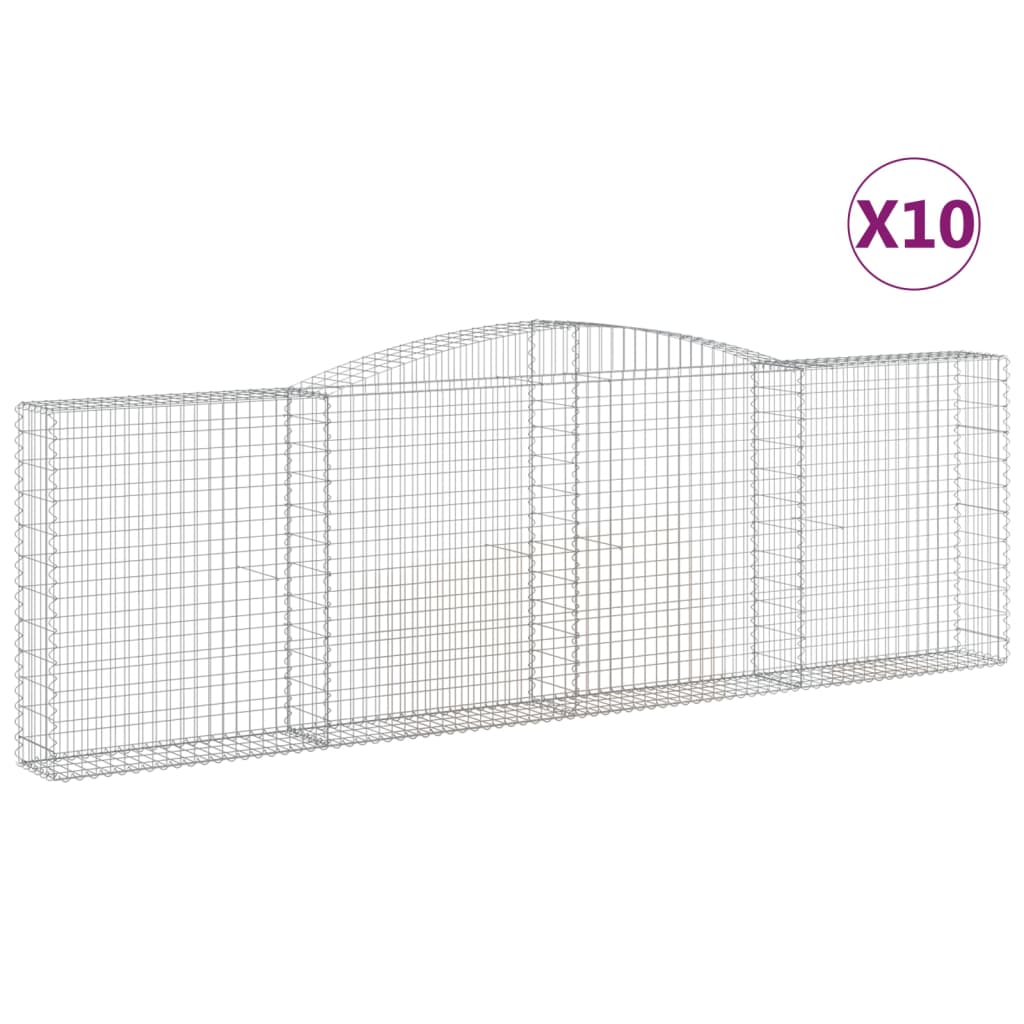 buede gabionkurve 10 stk. 400x30x120/140 cm galvaniseret jern