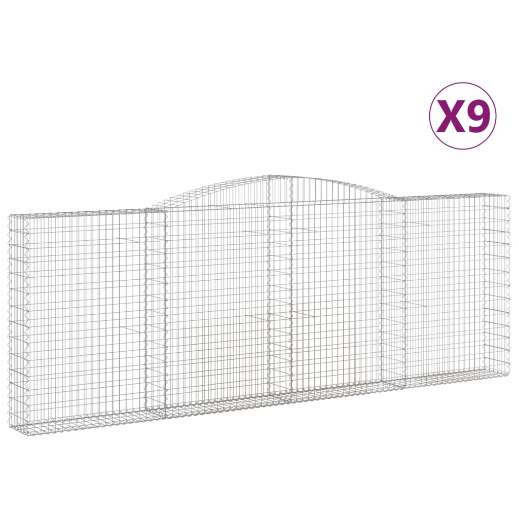 buede gabionkurve 9 stk. 400x30x140/160 cm galvaniseret jern