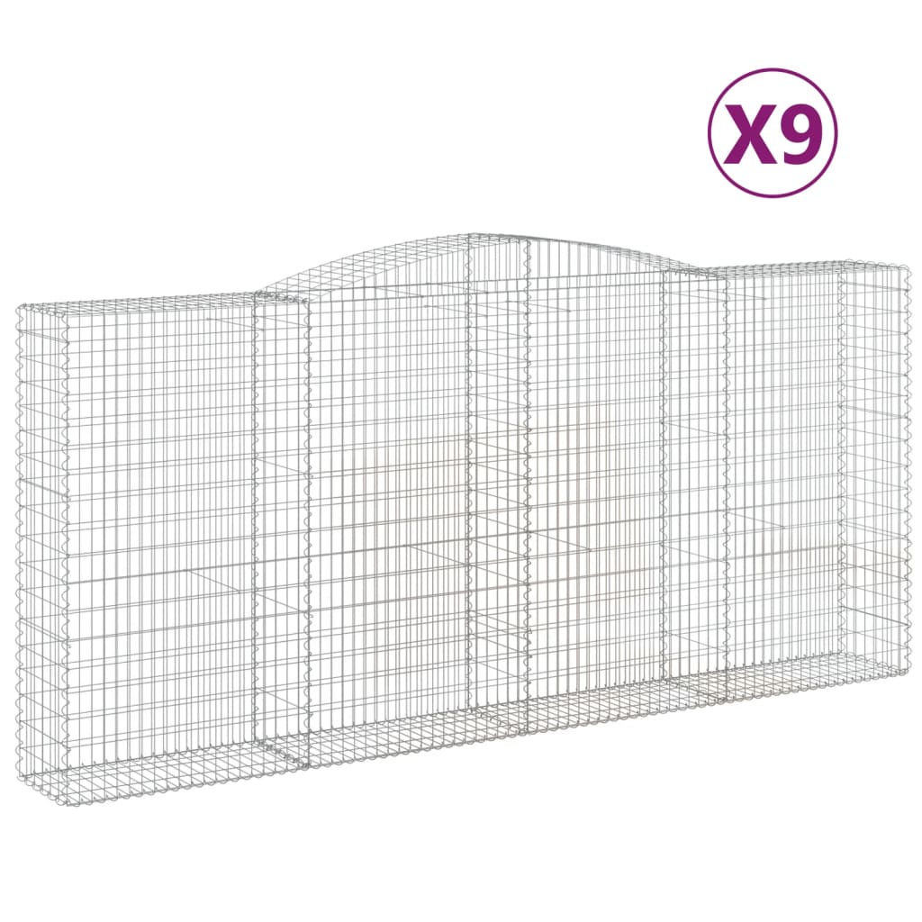 buede gabionkurve 9 stk. 400x50x180/200 cm galvaniseret jern
