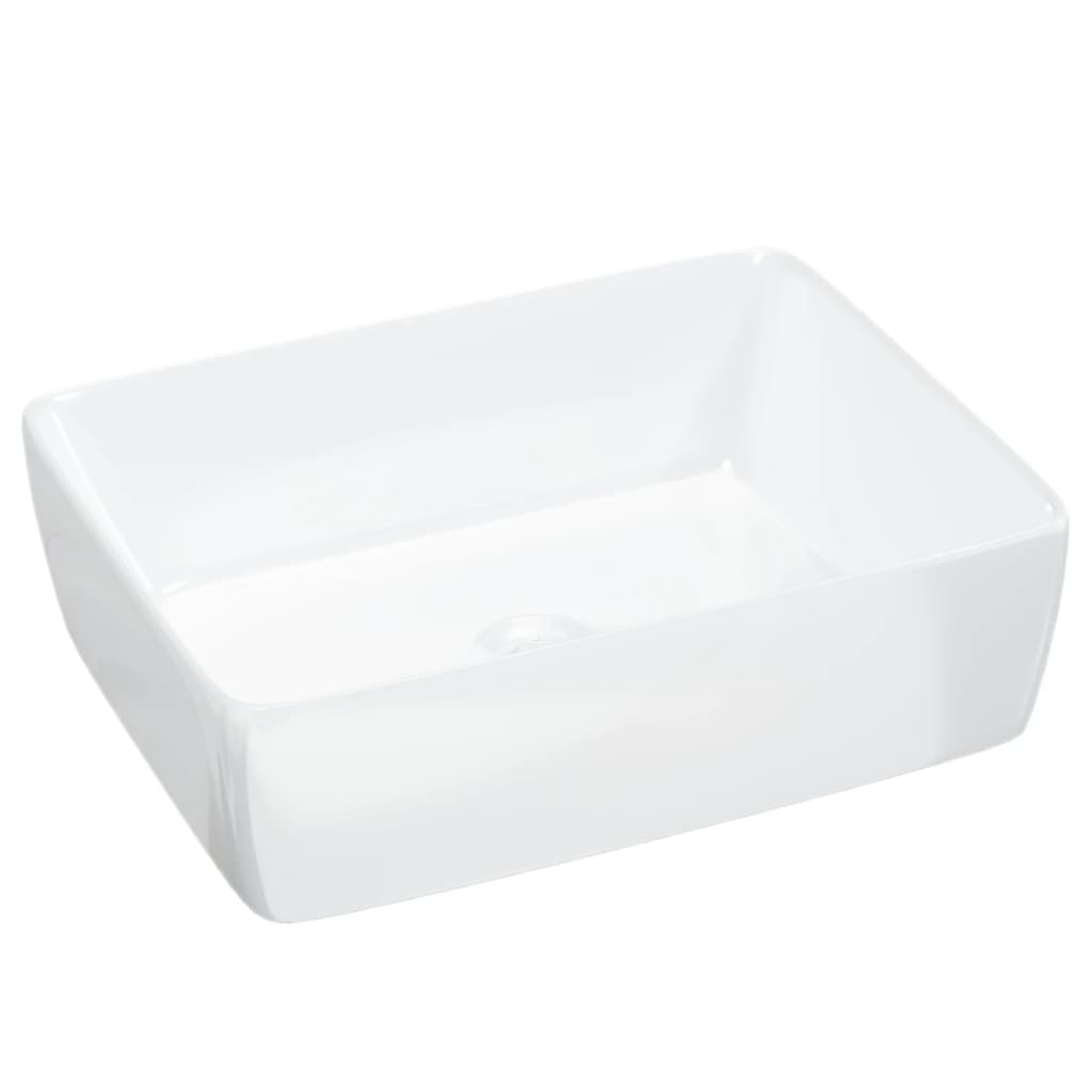håndvask 48x37x13 cm keramik rektangel hvid