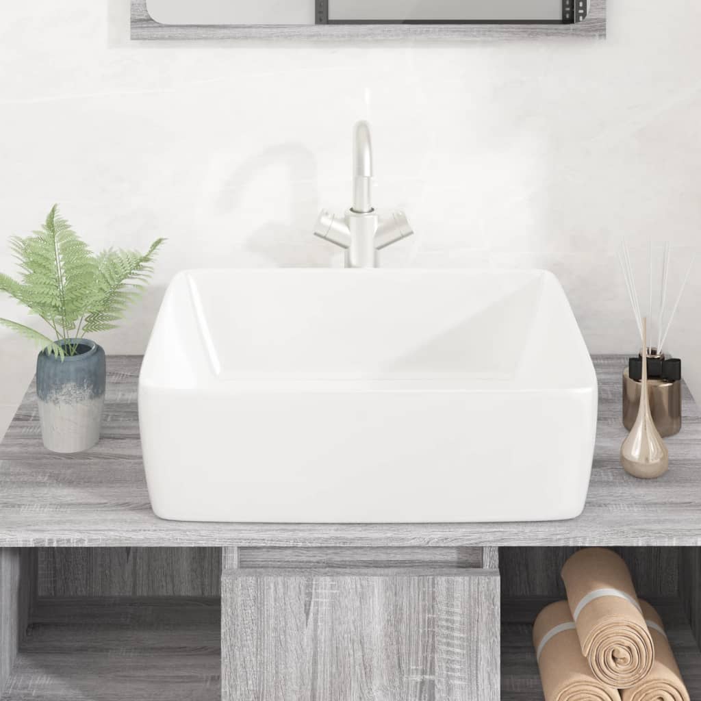 håndvask 48x37x13 cm keramik rektangel hvid