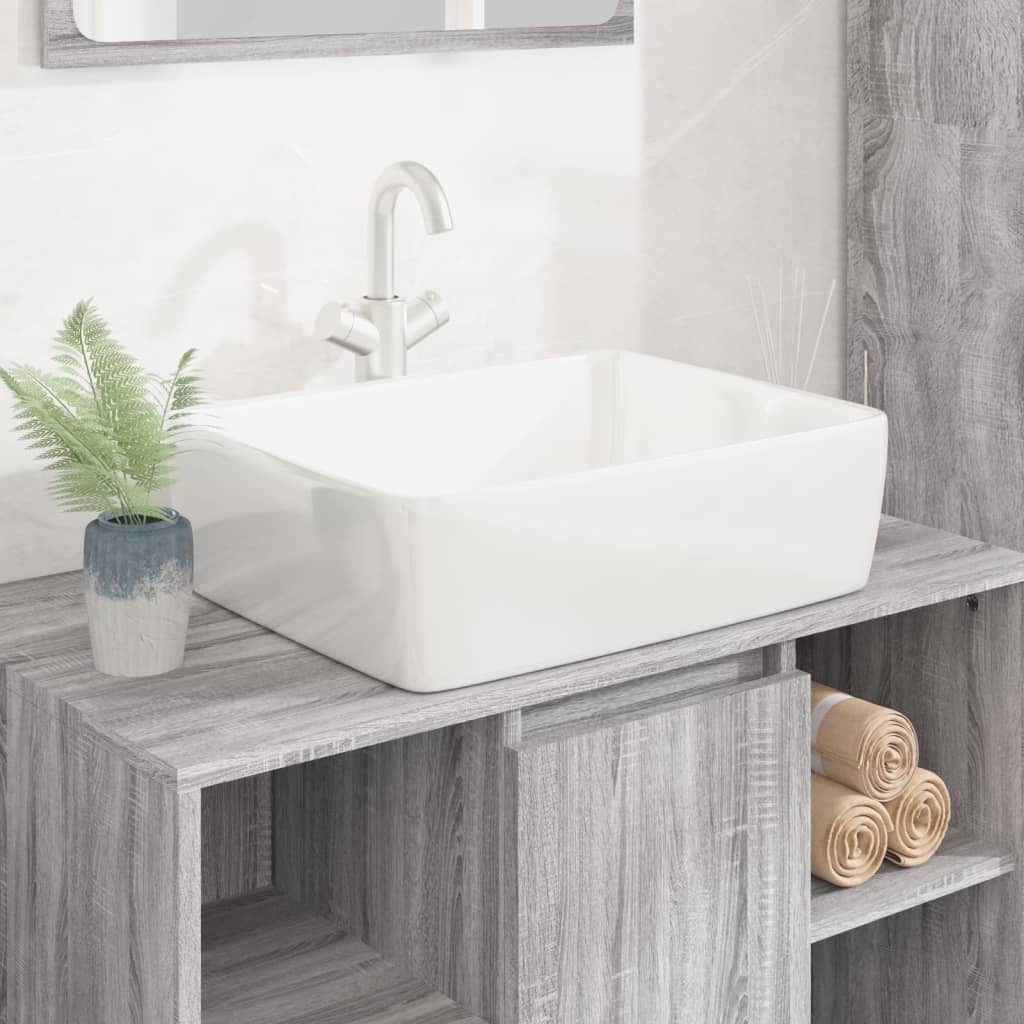 håndvask 48x37x13 cm keramik rektangel hvid
