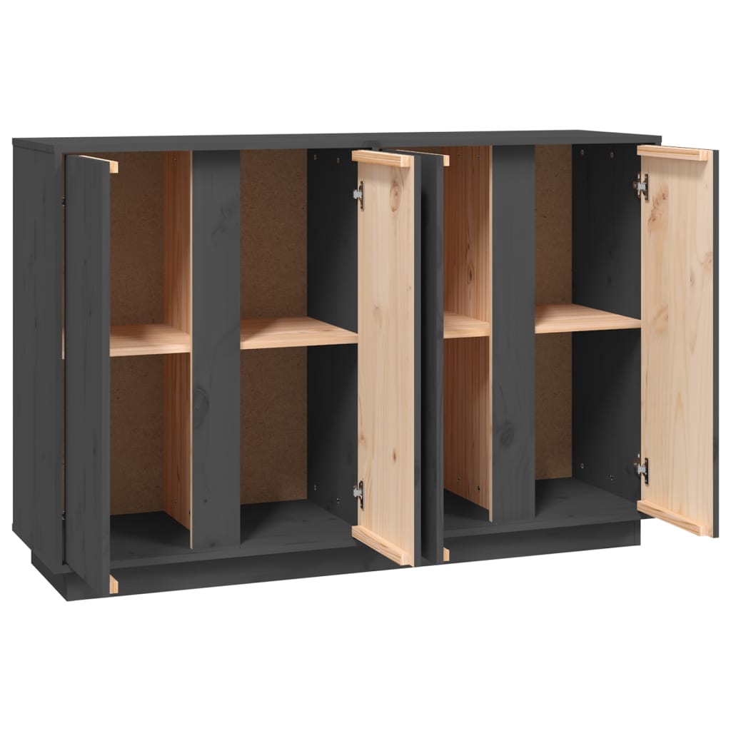 skænk 120x35x80 cm massivt fyrretræ grå