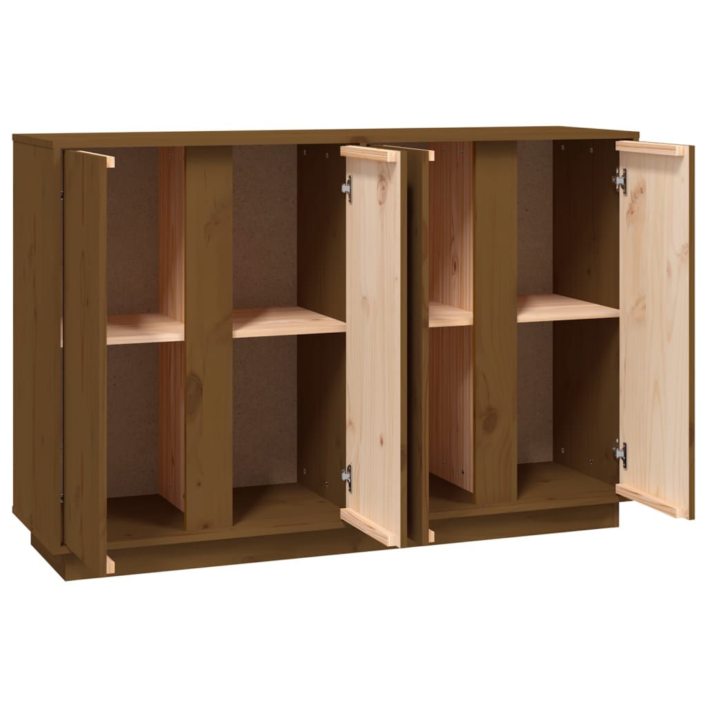 skænk 120x35x80 cm massivt fyrretræ gyldenbrun