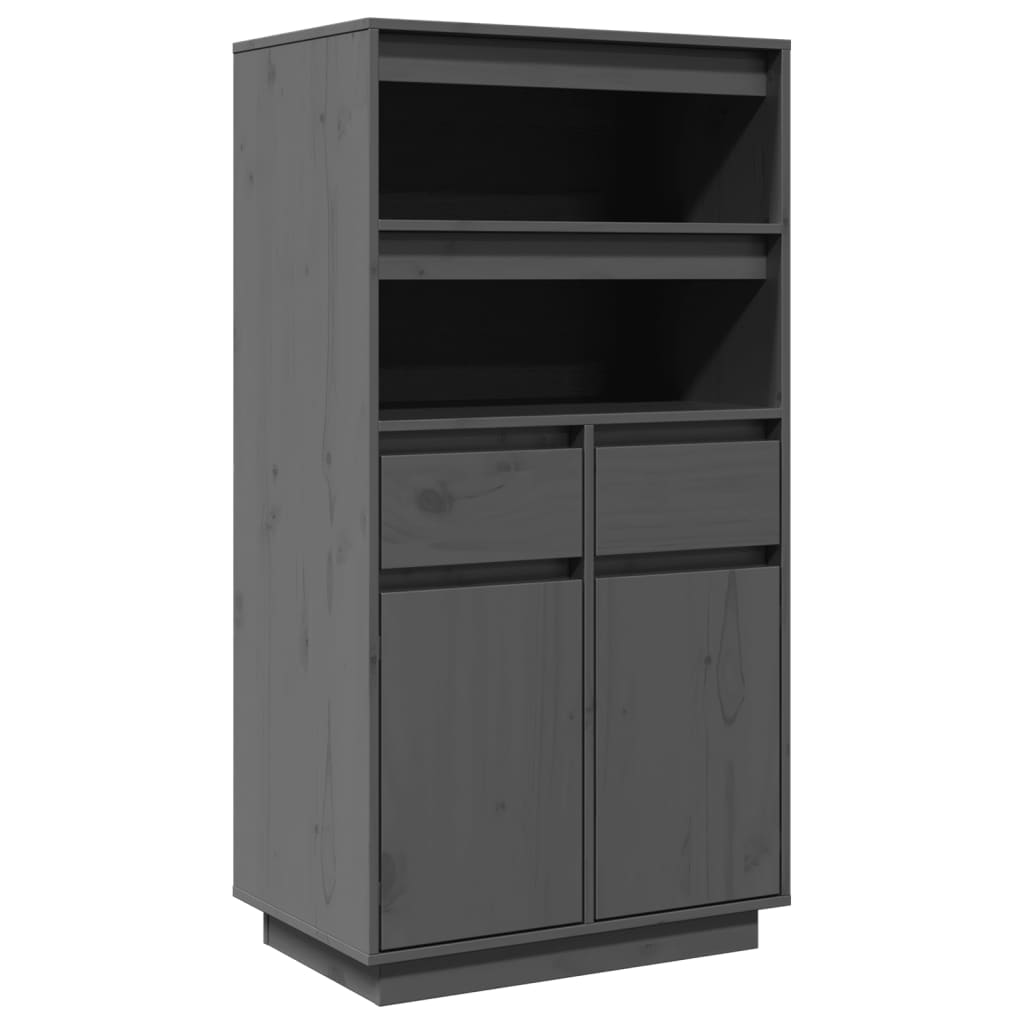 højskab 60x40x116,5 cm massivt fyrretræ grå