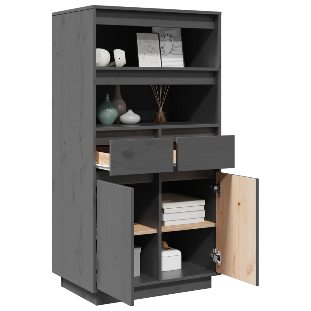 højskab 60x40x116,5 cm massivt fyrretræ grå