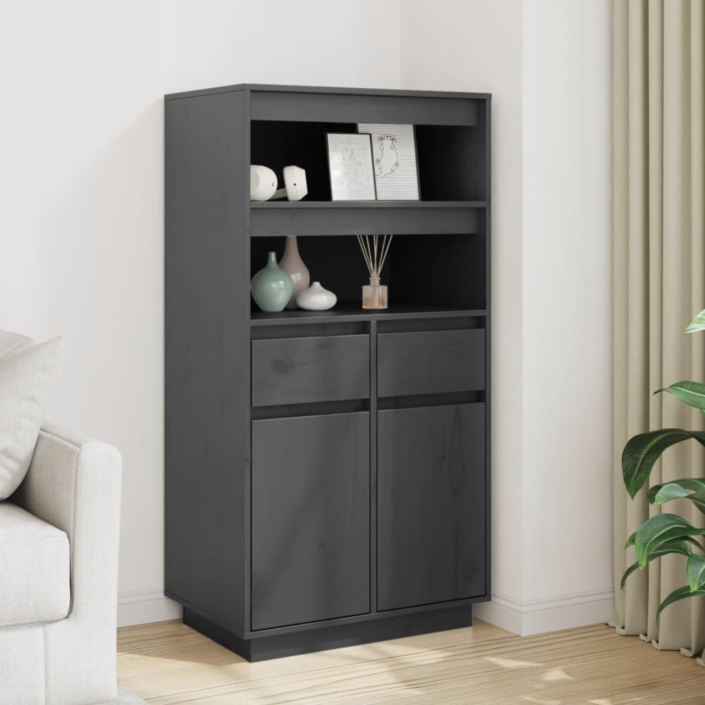 højskab 60x40x116,5 cm massivt fyrretræ grå