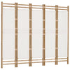 5-panels rumdeler 200 cm foldbar bambus og kanvas