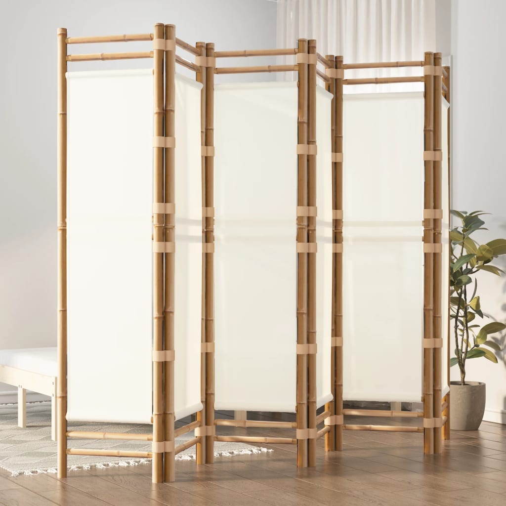 6-panels rumdeler 240 cm foldbar bambus og kanvas