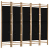 5-panels rumdeler 200 cm foldbar bambus og kanvas