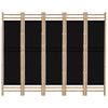 5-panels rumdeler 200 cm foldbar bambus og kanvas