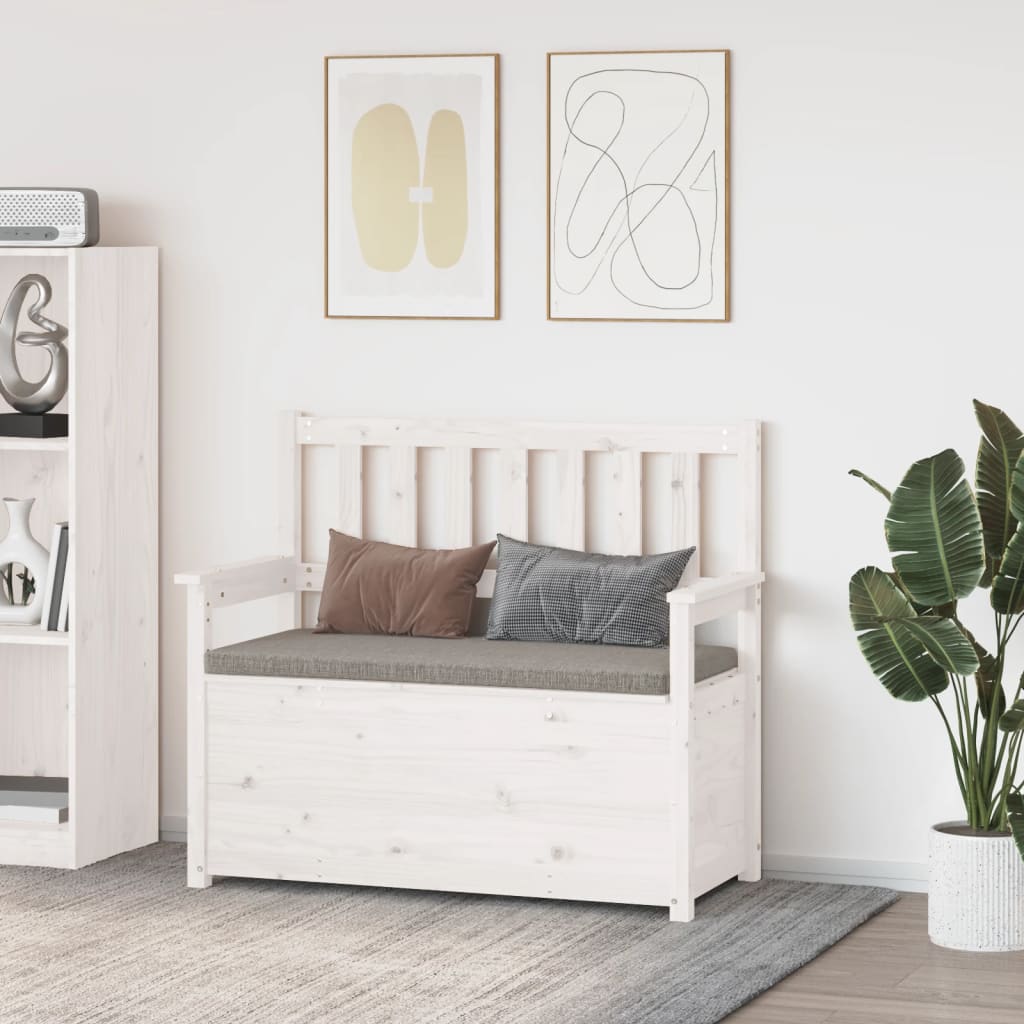 bænk 112,5x51x,5x96,5 cm massivt fyrretræ hvid
