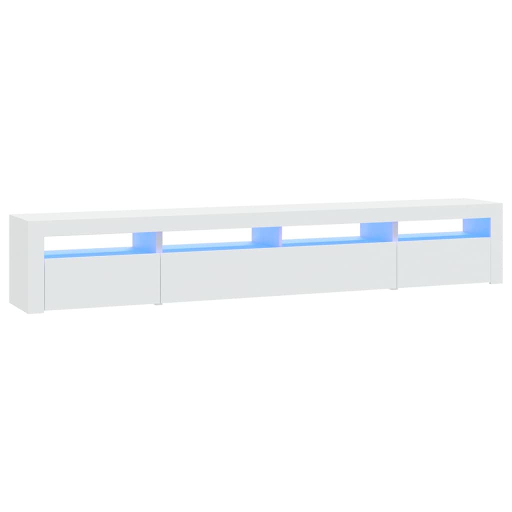 tv-skab med LED-lys 240x35x40 cm hvid